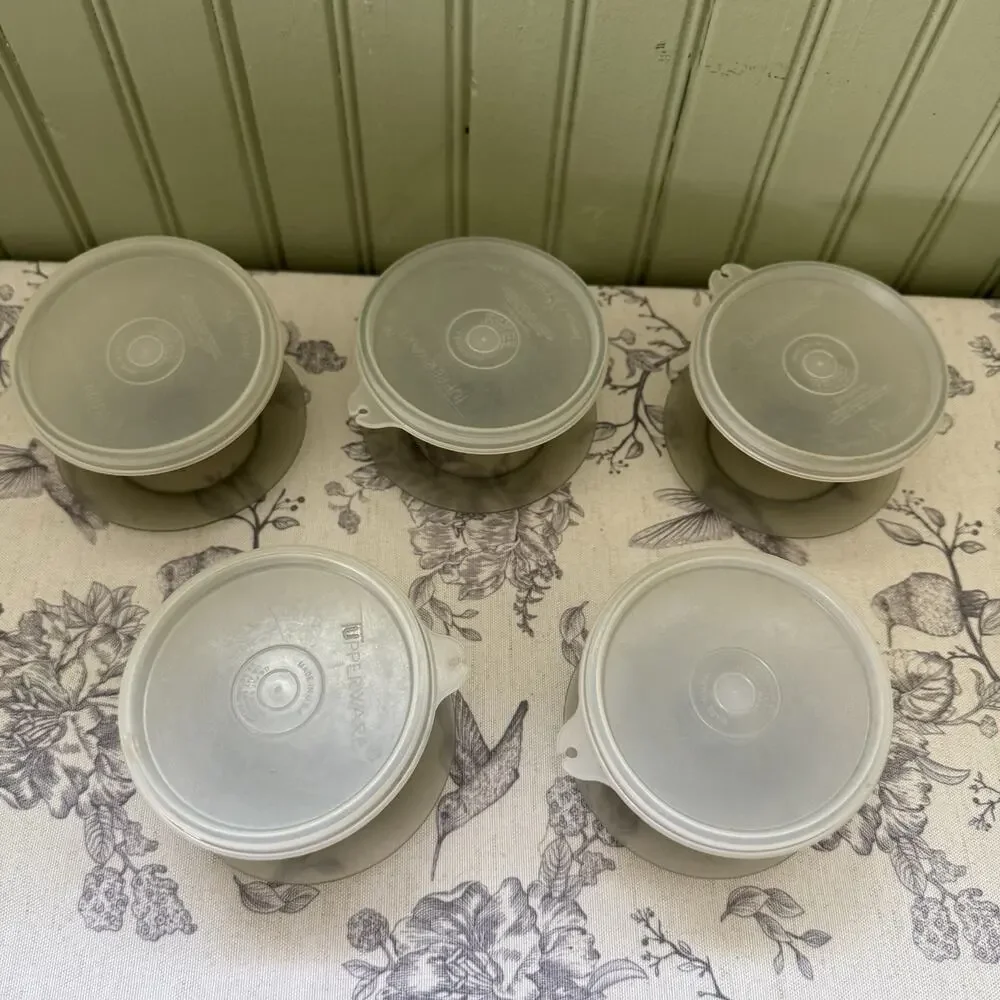 Vintage Tupperware Dessert Custard Pudding Parfait Cups w Lids Set Of 5